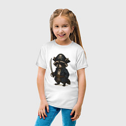 Футболка хлопковая детская Енот пират, цвет: белый — фото 2