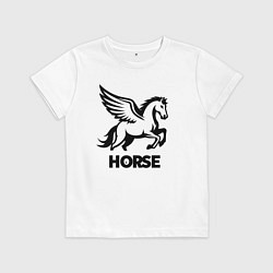 Футболка хлопковая детская Крылатый конь, цвет: белый