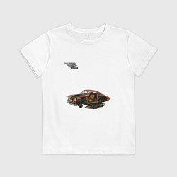 Футболка хлопковая детская Летающая машина, ретрофутуризм, цвет: белый
