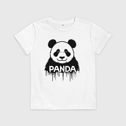 Детская футболка Панда черной краской