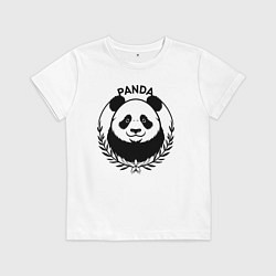 Футболка хлопковая детская Панда в лавровом венке, цвет: белый