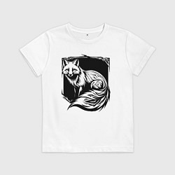 Футболка хлопковая детская Песец черный орнамент, цвет: белый