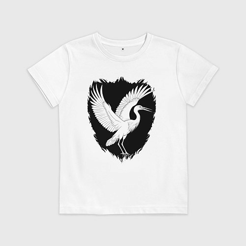 Детская футболка Аист на черном щите / Белый – фото 1