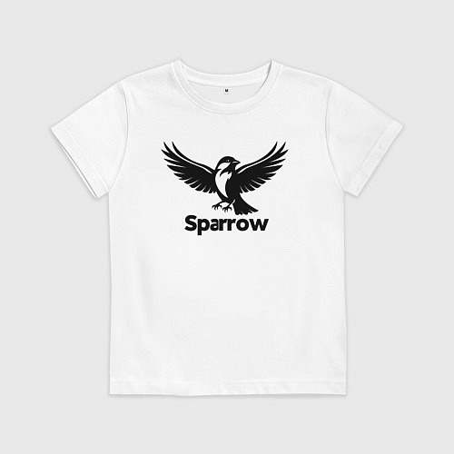 Детская футболка Летящий черный воробей / Белый – фото 1