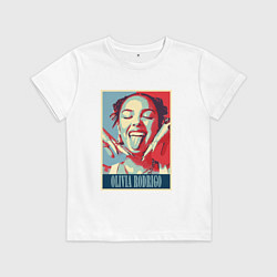 Футболка хлопковая детская Улыбка Оливии Родриго, цвет: белый