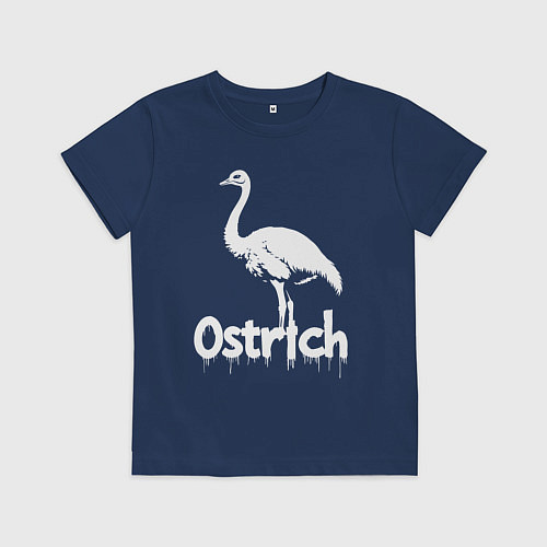 Детская футболка Страус в стиле граффити / Тёмно-синий – фото 1