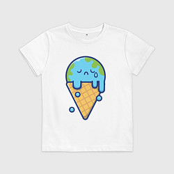 Футболка хлопковая детская Earth cream, цвет: белый