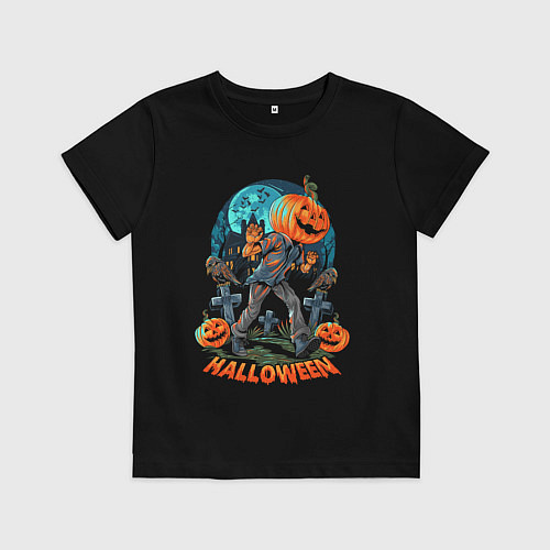 Детская футболка Человек тыква / Черный – фото 1