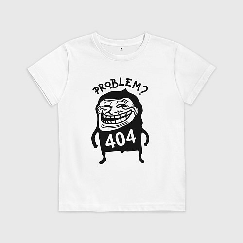 Детская футболка Тролль хакер - ошибка 404 / Белый – фото 1