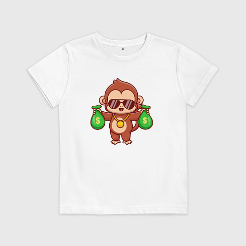 Детская футболка Денежная обезьянка / Белый – фото 1