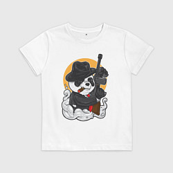 Футболка хлопковая детская Панда гангстер, цвет: белый