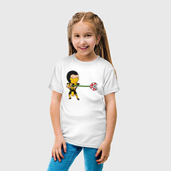 Футболка хлопковая детская Боец Скорпион - Mortal Kombat meme, цвет: белый — фото 2