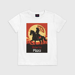 Футболка хлопковая детская Ride for pizza, цвет: белый