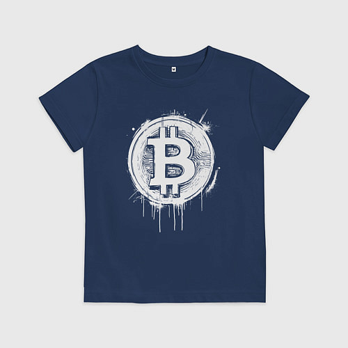 Детская футболка Биткоин в стиле Бэнкси / Тёмно-синий – фото 1