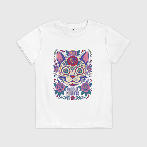 Детская футболка Кот дня мертвых / Белый – фото 1