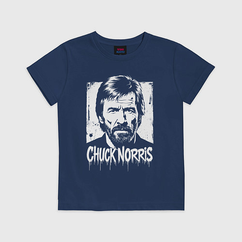 Детская футболка Чак Норрис в стиле стрит-арт / Тёмно-синий – фото 1