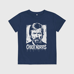 Футболка хлопковая детская Чак Норрис в стиле стрит-арт, цвет: тёмно-синий