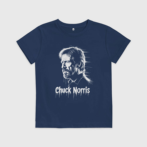 Детская футболка Чак Норрис в краске художественный портрет / Тёмно-синий – фото 1