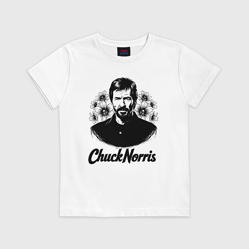 Детская футболка Чак Норрис в цветах / Белый – фото 1
