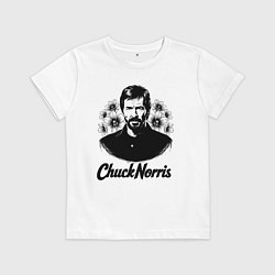 Футболка хлопковая детская Чак Норрис в цветах, цвет: белый