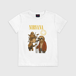 Футболка хлопковая детская Nirvana ленивцы, цвет: белый