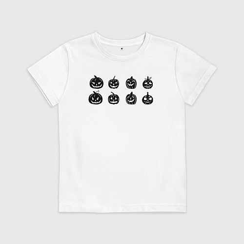 Детская футболка Черные тыквы на Хэллоуин / Белый – фото 1