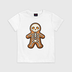 Футболка хлопковая детская Скелет печеньки, цвет: белый