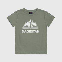 Футболка хлопковая детская Дагестанские горы с узорами, цвет: авокадо