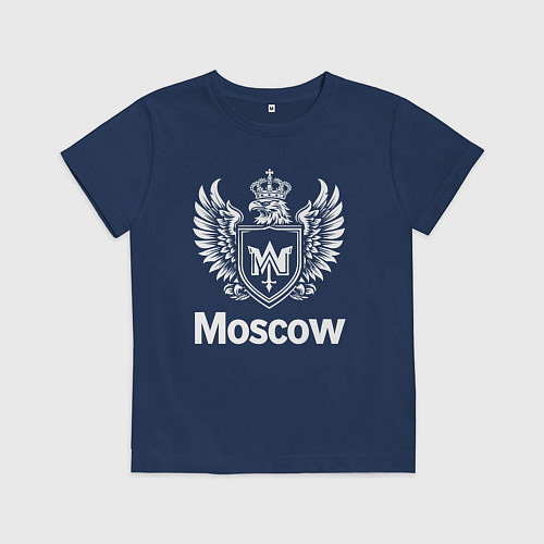 Детская футболка Москва орел в короне с буквой М / Тёмно-синий – фото 1