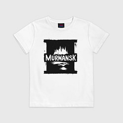 Футболка хлопковая детская Мурманск в стрит-арт стиле, цвет: белый