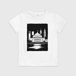 Футболка хлопковая детская Капитолий у высоток, цвет: белый