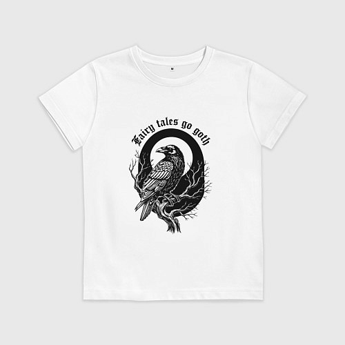 Детская футболка Готическая ворона сидит на ветке / Белый – фото 1