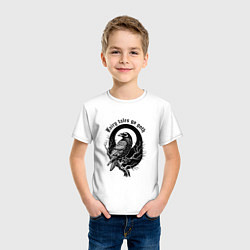 Футболка хлопковая детская Готическая ворона сидит на ветке, цвет: белый — фото 2