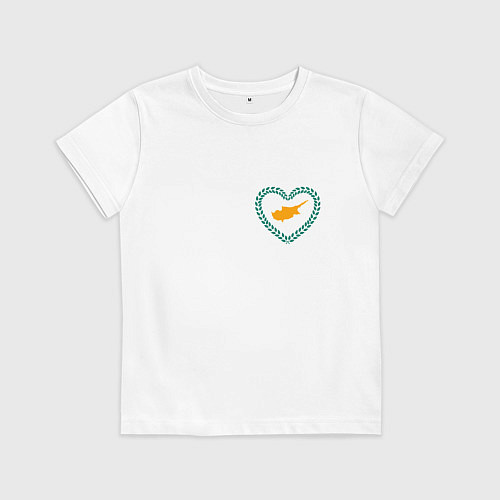 Детская футболка Кипр в сердечке / Белый – фото 1