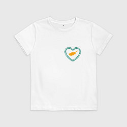 Футболка хлопковая детская Кипр в сердечке, цвет: белый