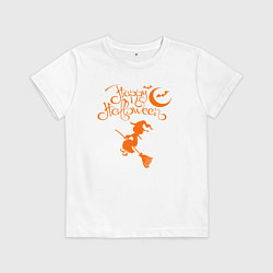 Детская футболка Halloween-маленькая ведьма на метле