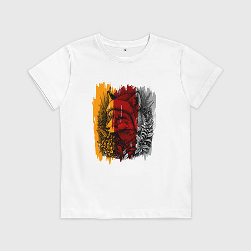 Детская футболка Лис в зимней шапке / Белый – фото 1