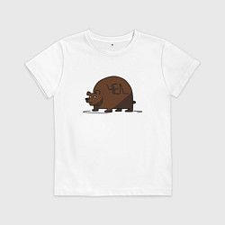 Футболка хлопковая детская Медведь округлый чел, цвет: белый