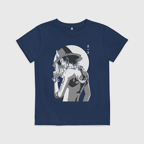 Детская футболка One piece Луффи взрослый / Тёмно-синий – фото 1