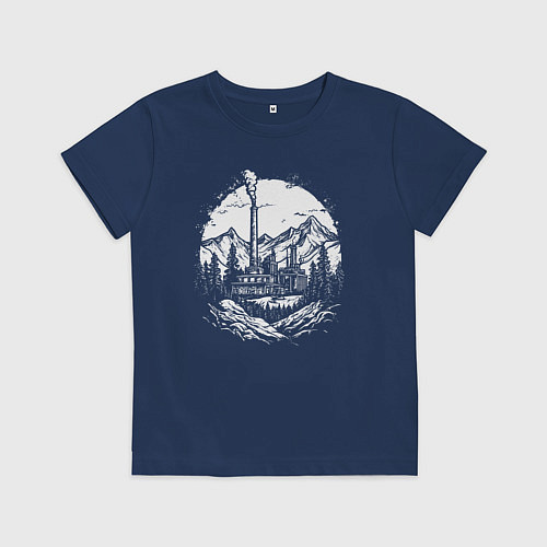 Детская футболка Индустриальный рассвет в горах / Тёмно-синий – фото 1