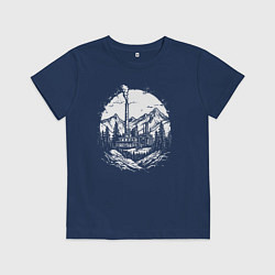 Футболка хлопковая детская Индустриальный рассвет в горах, цвет: тёмно-синий