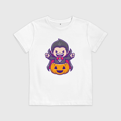 Детская футболка Дракула в тыкве / Белый – фото 1