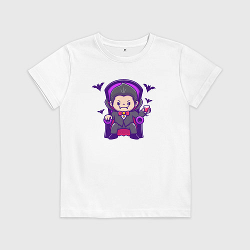 Детская футболка Дракула на троне / Белый – фото 1