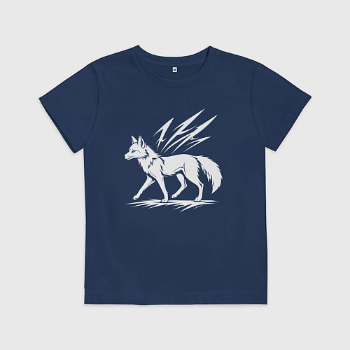 Детская футболка Лисица с молниями / Тёмно-синий – фото 1