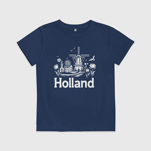 Детская футболка Голландские просторы / Тёмно-синий – фото 1