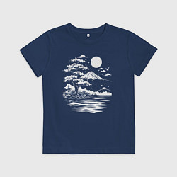Футболка хлопковая детская Лунная гармония Фудзи, цвет: тёмно-синий