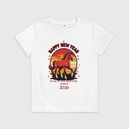 Детская футболка Красный огненный конь символ 2026 / Белый – фото 1