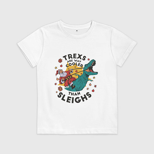 Детская футболка Санта на динозавре / Белый – фото 1