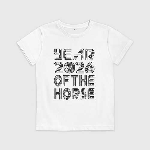 Детская футболка Символ года 2026 красная огненная лошадь / Белый – фото 1