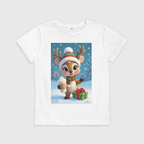 Детская футболка Милый мультяшный олень / Белый – фото 1